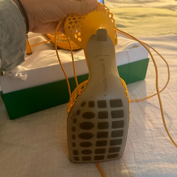 Bottega Veneta Stretch Orange Caged Mesh Heels Sandals Pumps 38-worn once - Picture 5 of 7